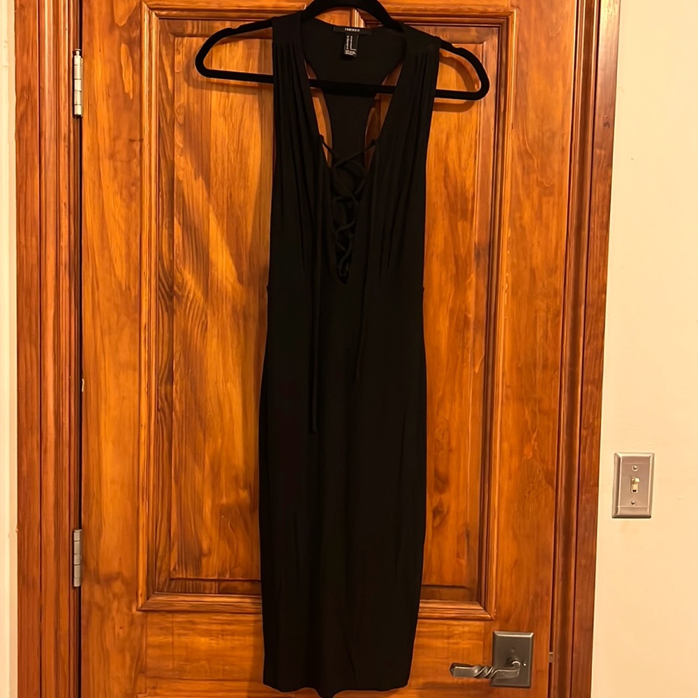 Black racer back, tie front Forever 21 Dress.